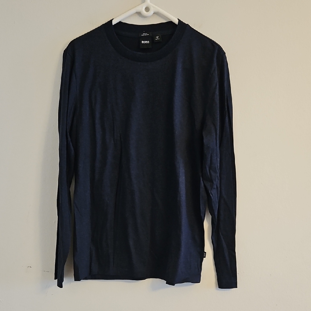 BOSS Men's Dark Blue Long Sleeve Tee